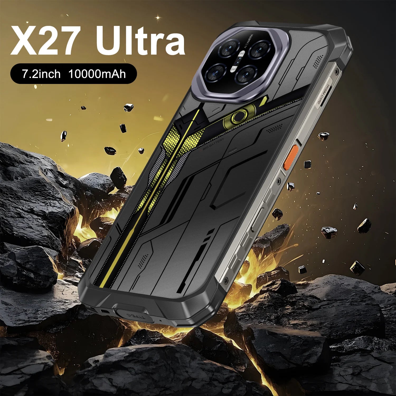 Tidesmit X27 Ultra 5G Android Smartphone with 7.2 inch screen, 16GB RAM, and 1TB storage for high performance.