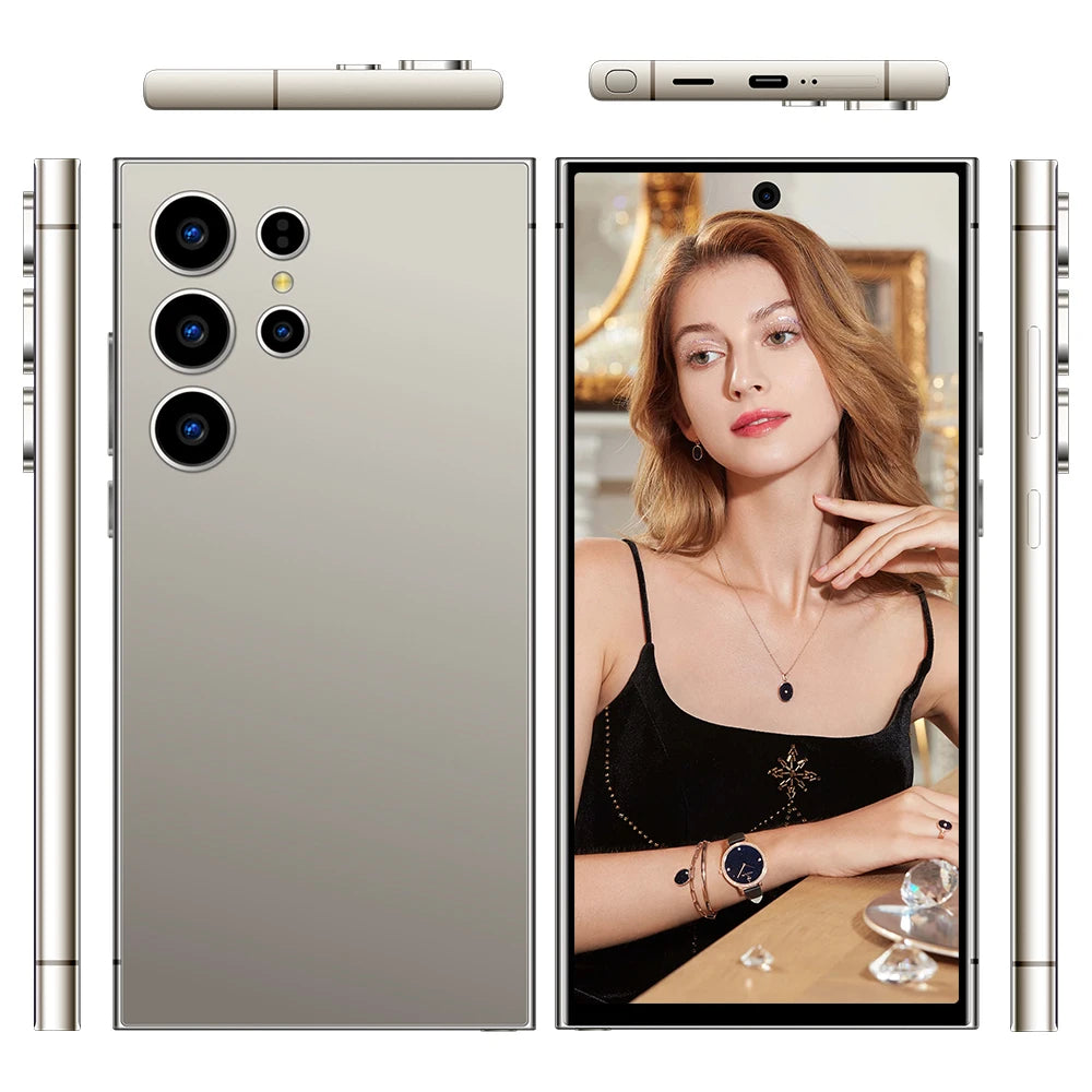 2024 New Design Fold S24 Ultra+ 5G Cell Mobile Phone 16+1TB Huge Memory Android 14 Hot Selling S Fold 24 Smart Phone Gray 16g Tidesmit