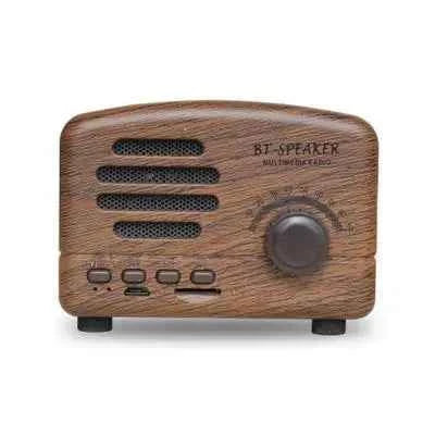 Hot Selling Portable New Retro Walnut Wooden Multimedia Mini Subwoofer Wireless Blue-tooth Music Speaker Brown 10*9*8cm My Store