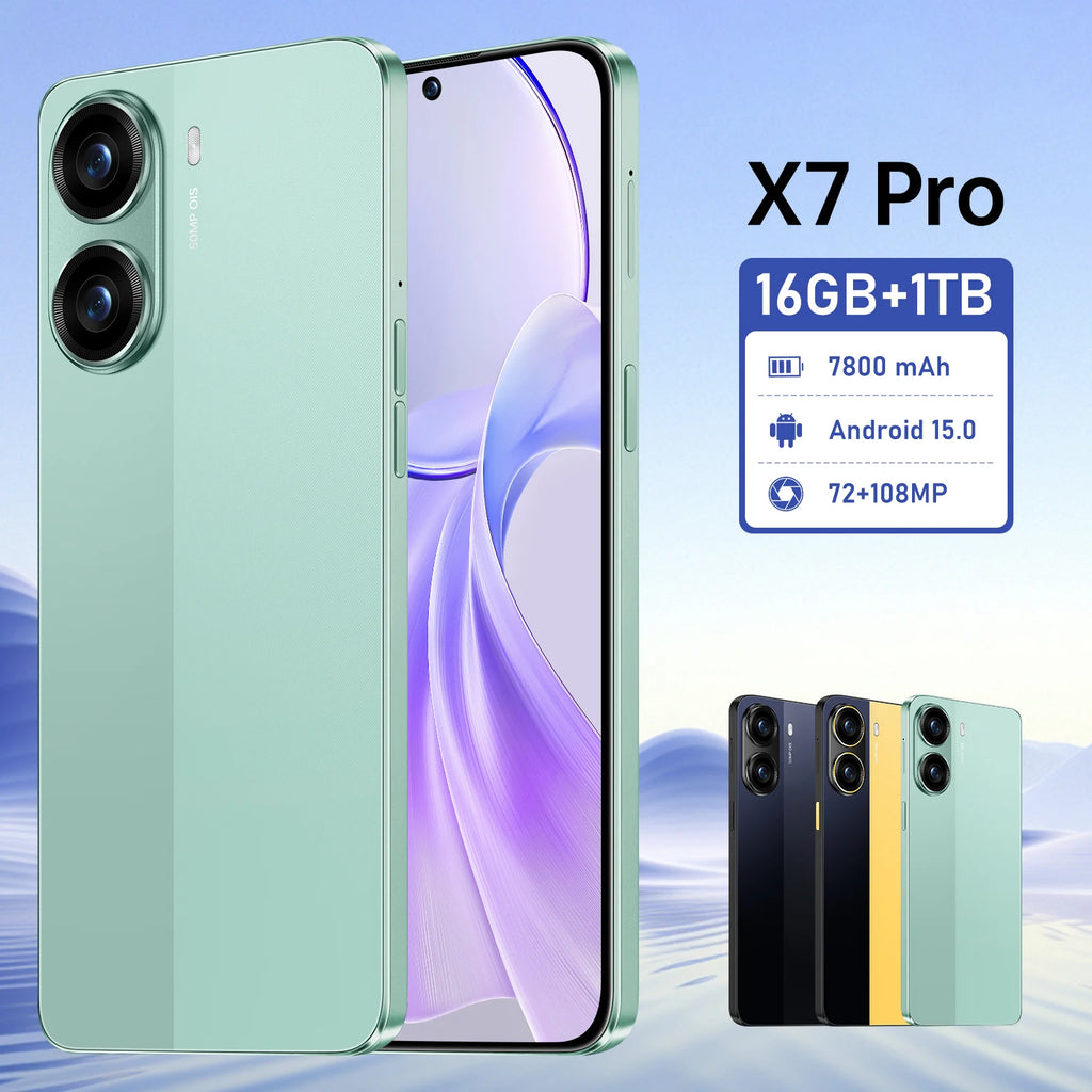 Close-up of Tidesmit 2026 X7 Pro smartphone showing textured back, side buttons, and charging port details.