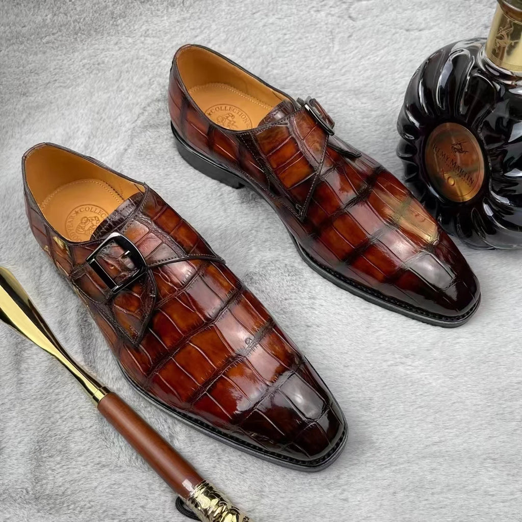 Handmade Luxury Formal Shoes for Men Genuine Crocodile Leather Branded Shoes Men High Quality Office Dress Shoes