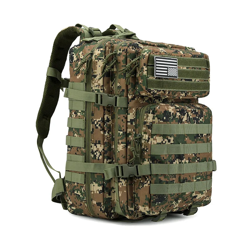 Large Capacity 45L Liters Oxford Waterproof Tactic Fitness Backpack Premium Molle Tactical Gym Trekking Backpack Green CP 45 Liters Tidesmit