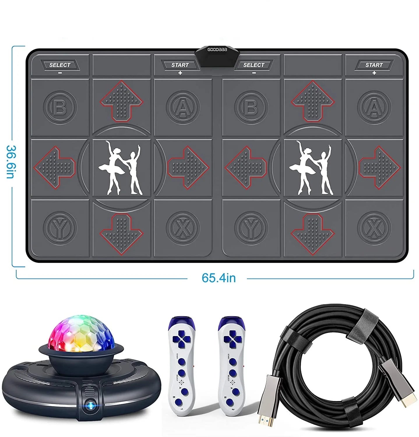 Dance Mat Game for TV / PC Motion Sensing Double User with Two Wireless Handle Controllers Non-Slip Massage Yoga Pads