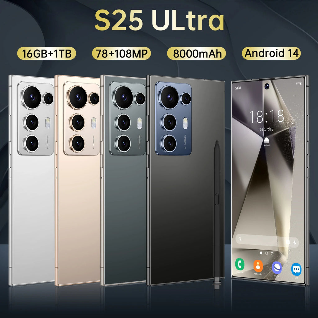 Original S25 Ultra 5G Smart Phone 7.3 Inch 16GB+1TB Dual Card Android14 Unlocked 72+108MP HD Camera Gaming Phone in Spanish Tidesmit