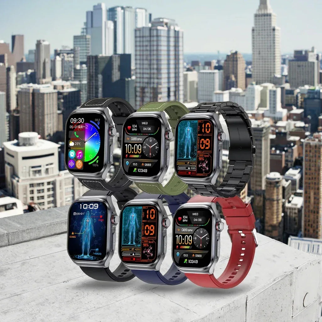 ET585 Men's 2.04 Inch AMOLED Square Screen Touch Fitness Smart Watch IP68 Water Resistant Rubber BT Call Sports Fitness Tracker - Tidesmit