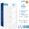 Smatrul Type C Wireless WiFi RF433 Smart Home Wall Switch with Alexa Google Home Timing Voice App Tuya Max Current 10A US 12*7.2*3.84cm White 3gang Us Standard Tidesmit