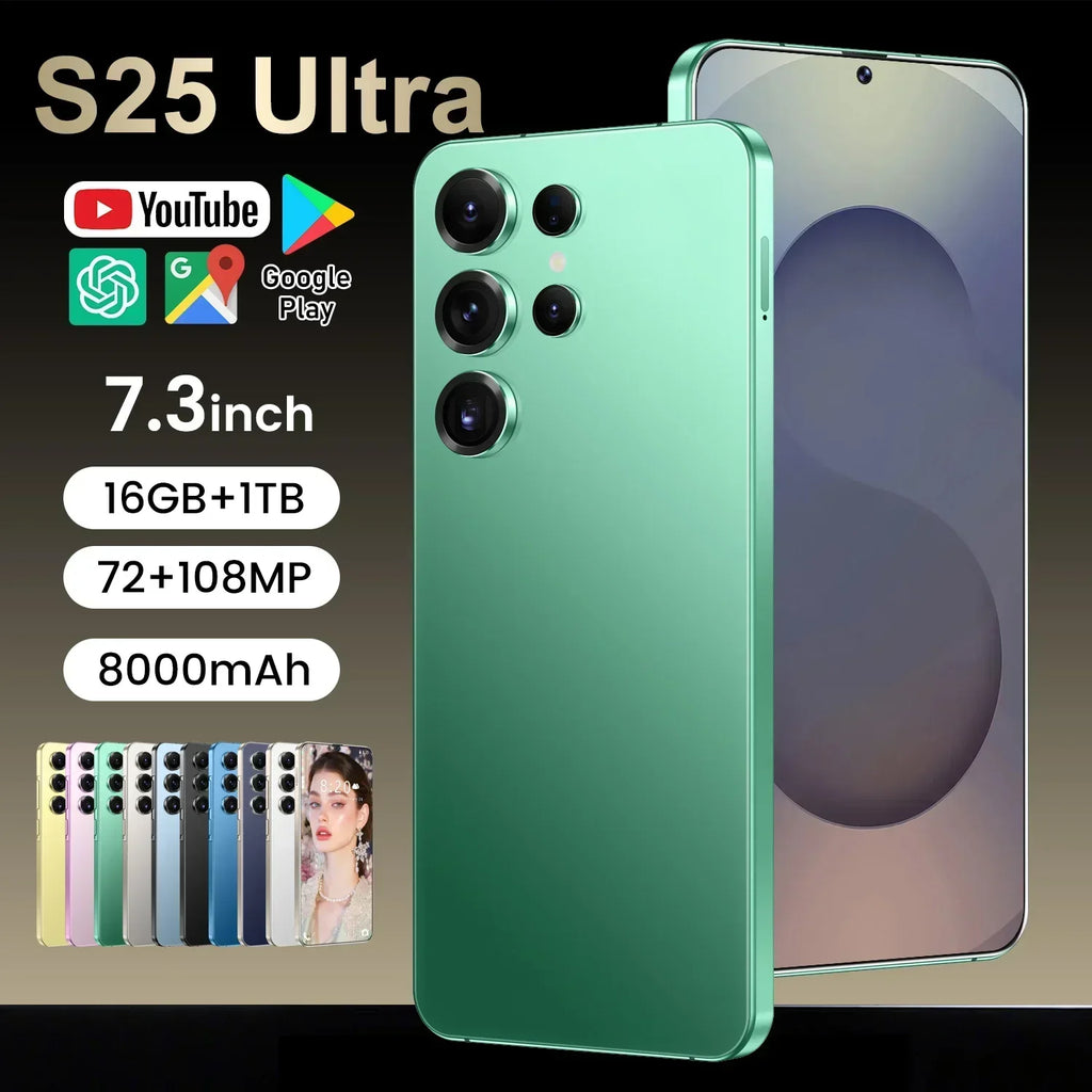 Smart Phone 2025 Cellphone S25 Ultra 7inch Unlocked Dual Card 5G Phones Android 14.0 Mobile Phones Tidesmit