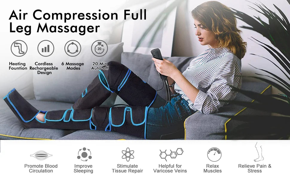Leg Air Compression Massager with Heat Therapy for Circulation Relief Body Shaping Massage Equipment Tidesmit