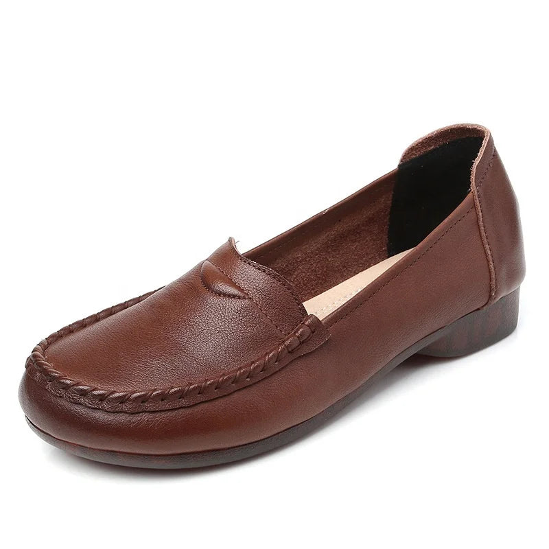 Casual Women's Genuine Leather Flat Loafers Light Weight Slip-On Shoes for Summer & Spring Fashionable & Trendy