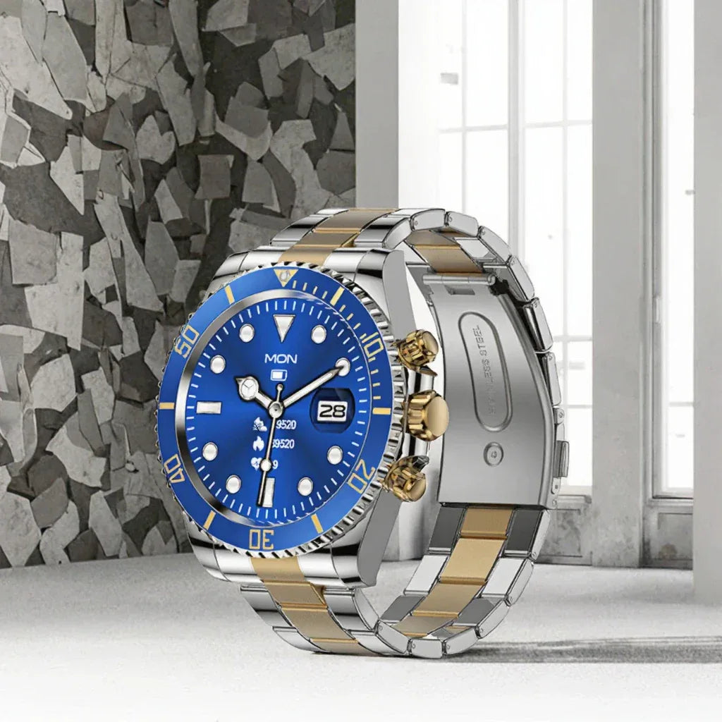 AW12 1.28 Inch Ultraclear Fitness Tracker Smart Watch Heart Rate Sleep Monitor Android Compatible Steel Band Calorie Tracker - Tidesmit