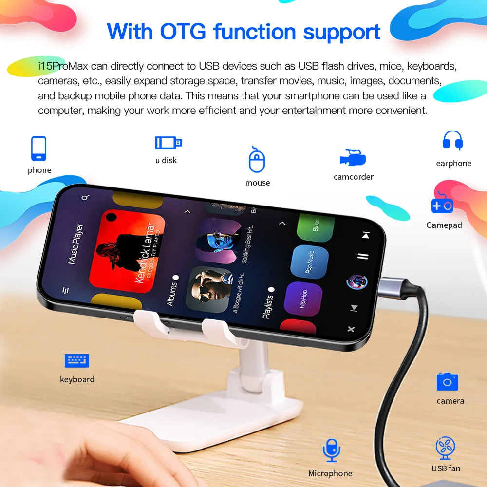 Original I16 Plus smartphone with 6.7 inch display 16GB RAM and 1TB storage unlocked mobile device