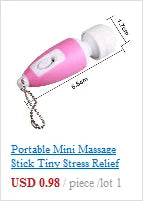 Portable pink mini massage stick for stress relief and headache pain relief, compact handheld design with keychain.