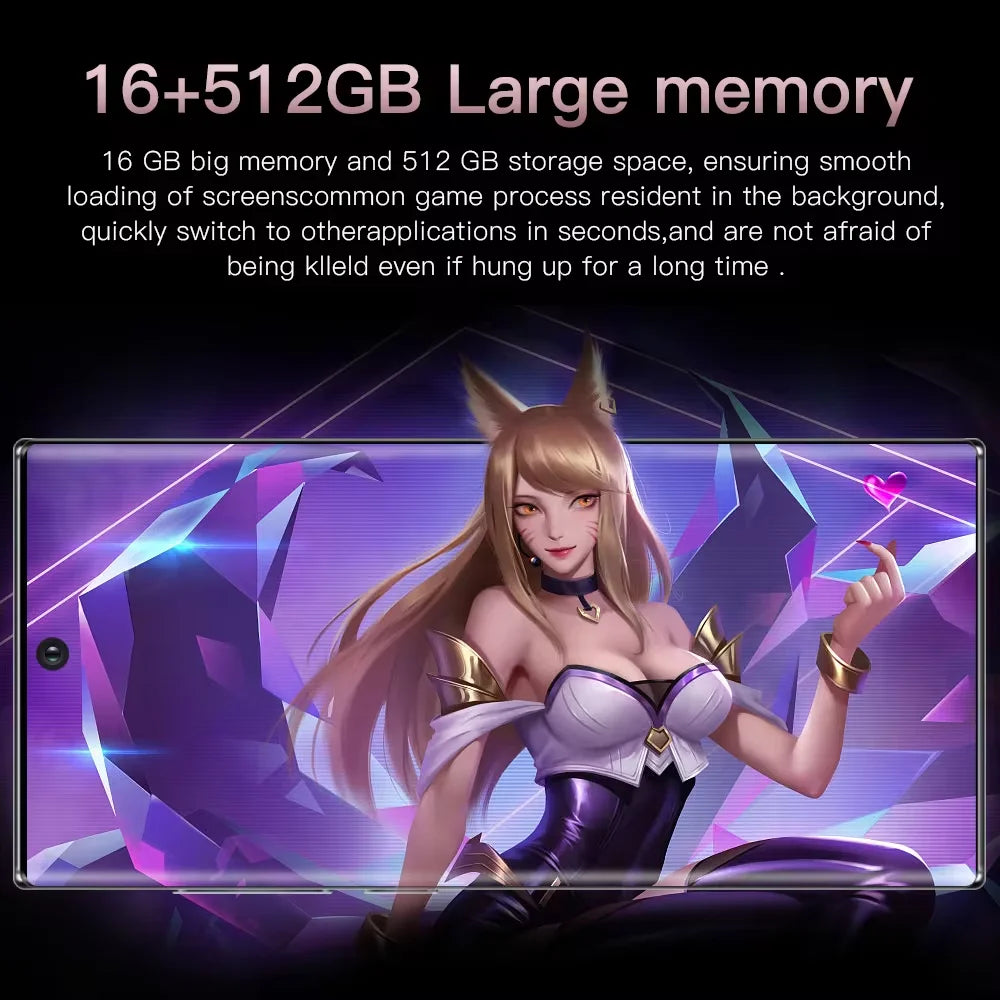 Newest Note30 Ultra Big Screen 5G Android Smart Phone 7.3-inch Water Drop Screen 16GB +1TB Fingerprint Unlocked Mobile Phone Tidesmit