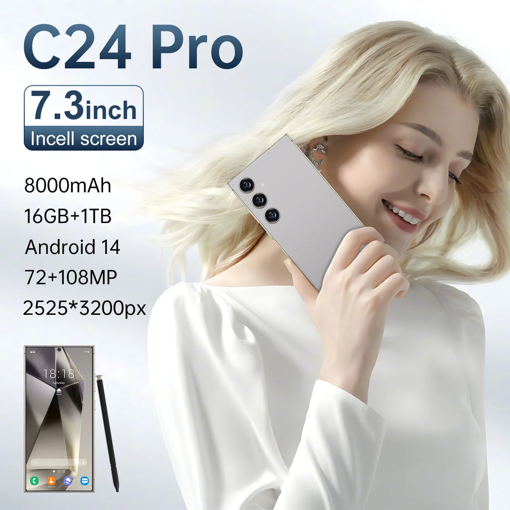 2025 Brand New S25 Ultra C24 I16 Pro Max 16GB+1TB 5G Smart Phone 7.3-Inch 48MP+108MP Android 5G Gaming Smartphone Tidesmit