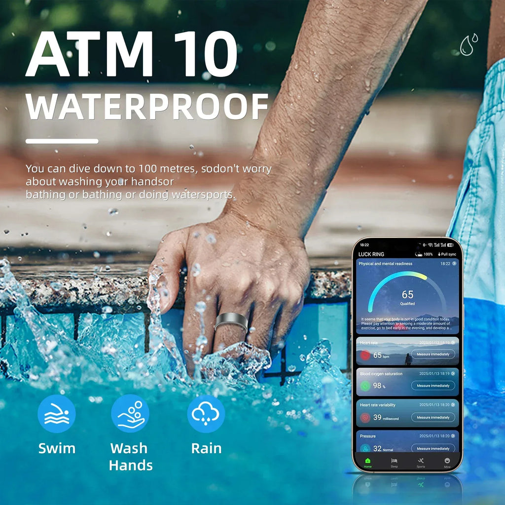 Smart Ring Fitness Tracker with Sleep & Heart Rate Monitoring Waterproof Activity Personalized Coaching Remote Control Function - Tidesmit