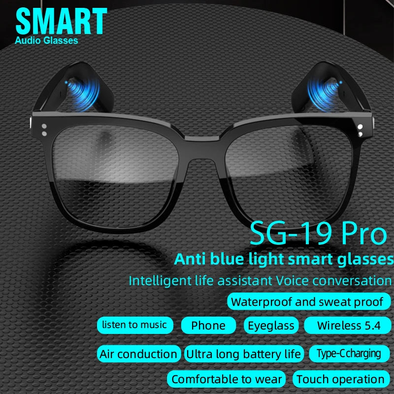 SG-19 Pro Smart Sunglasses Magnetic Frame 3 in 1 Audio Music Call Anti-blue Light Lens Women Men Wireless Smart Glasses Earphone Tidesmit