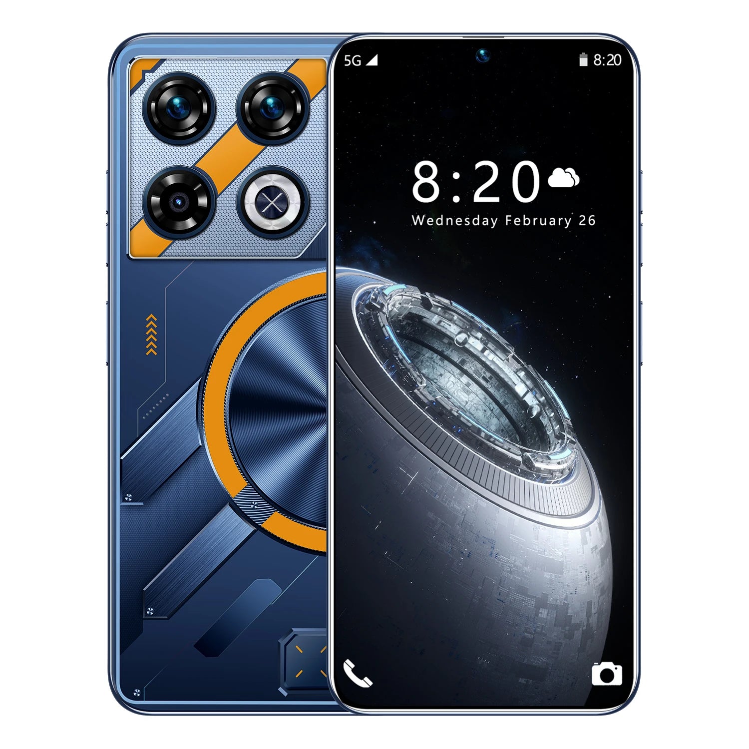 GT20 Pro 7.3 Inch Android 14 Smartphone with 108MP camera, 16GB RAM and 1TB storage, 5G connectivity.