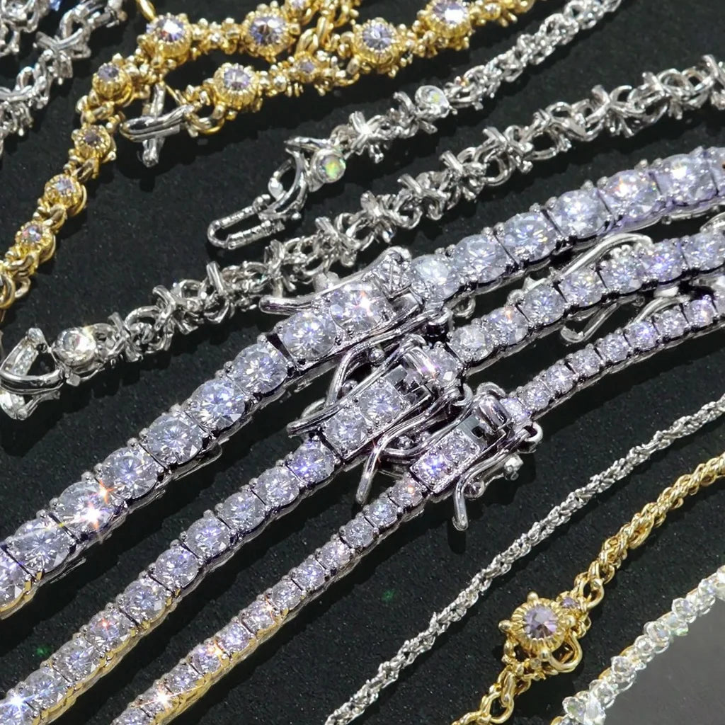 ESKEEM 925 Silver VVS D Color Moissanite Tennis Necklace 3/4/5/6mm Iced Shining Brilliant Tester-Passed for Certified Hip Hop