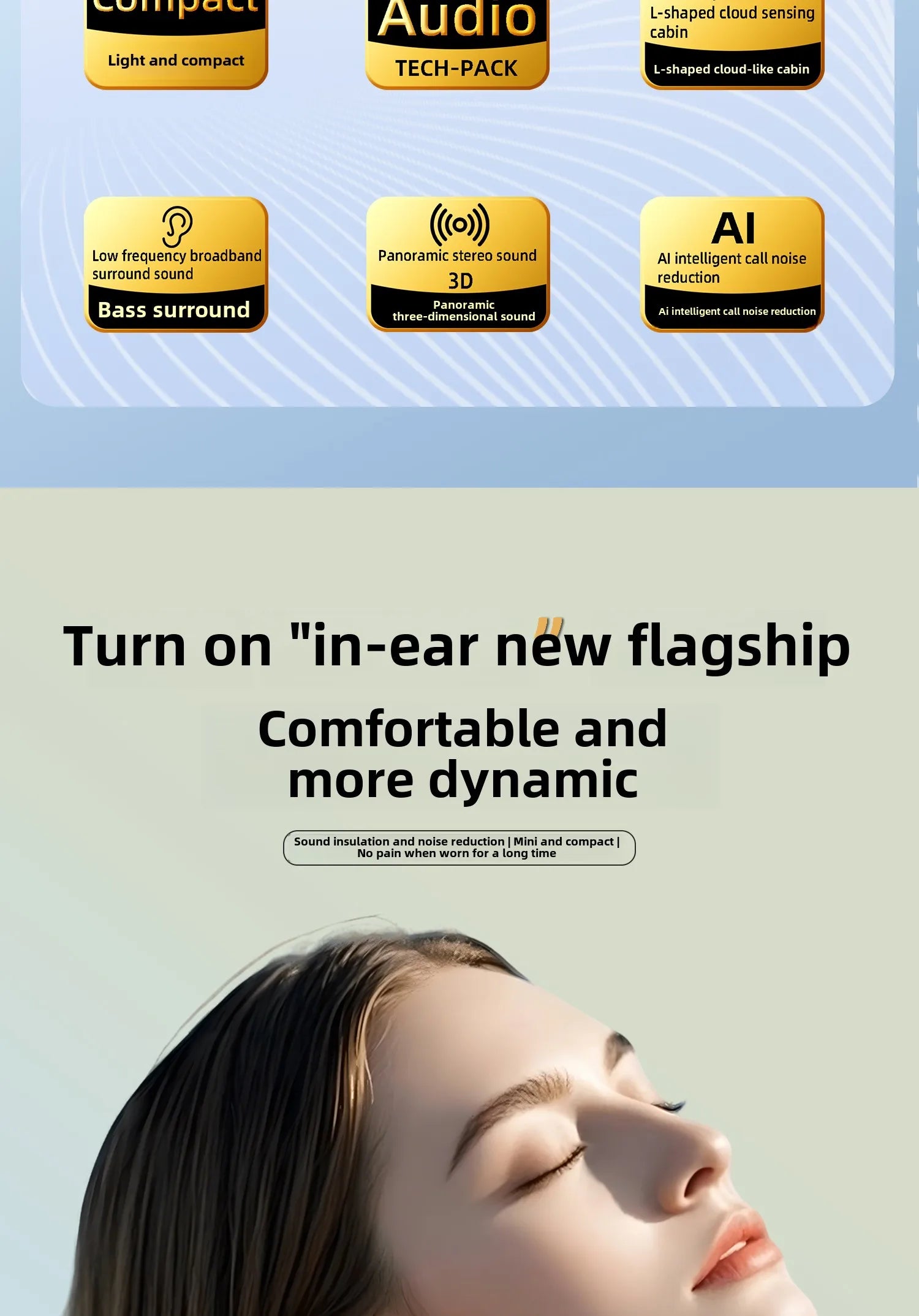 Mini Wireless for Bluetooth Earbuds Long Battery Life Noise Cancelling LED for Sleep/Work In-Ear Tidesmit