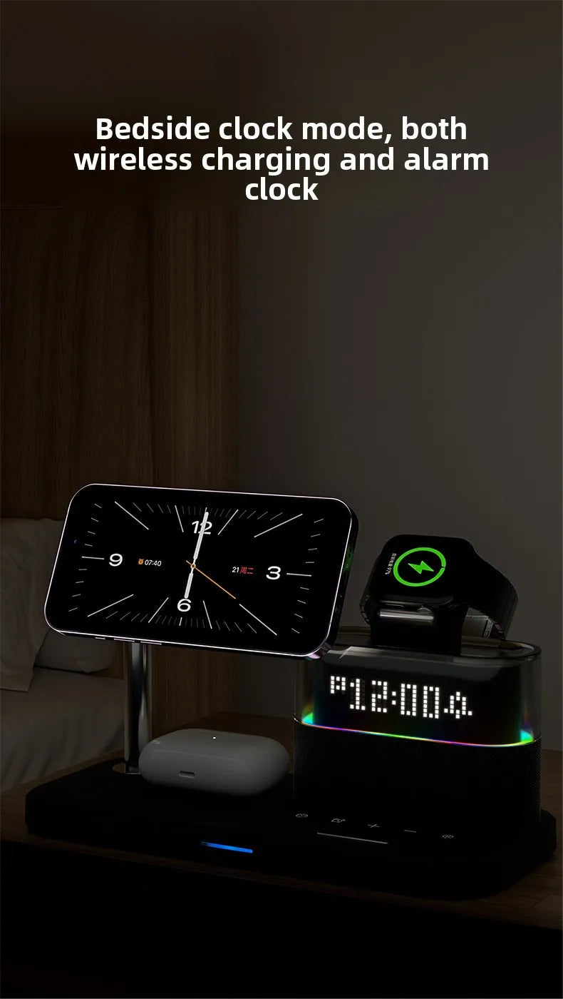 Three-In-One Wireless Charger with Magnetic Feature 15W USB Input for Apple Mobile Phones Headphones Watches Tidesmit