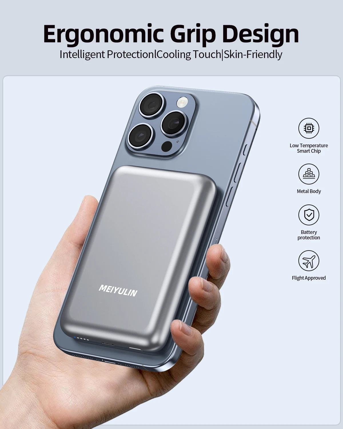 Power bank charger-10000mAh Power Bank Magnetic Wireless Metal Fast Charging PD20W Type C Port Battery Pack Portable Powerbank for iPhone Samsung Tidesmit