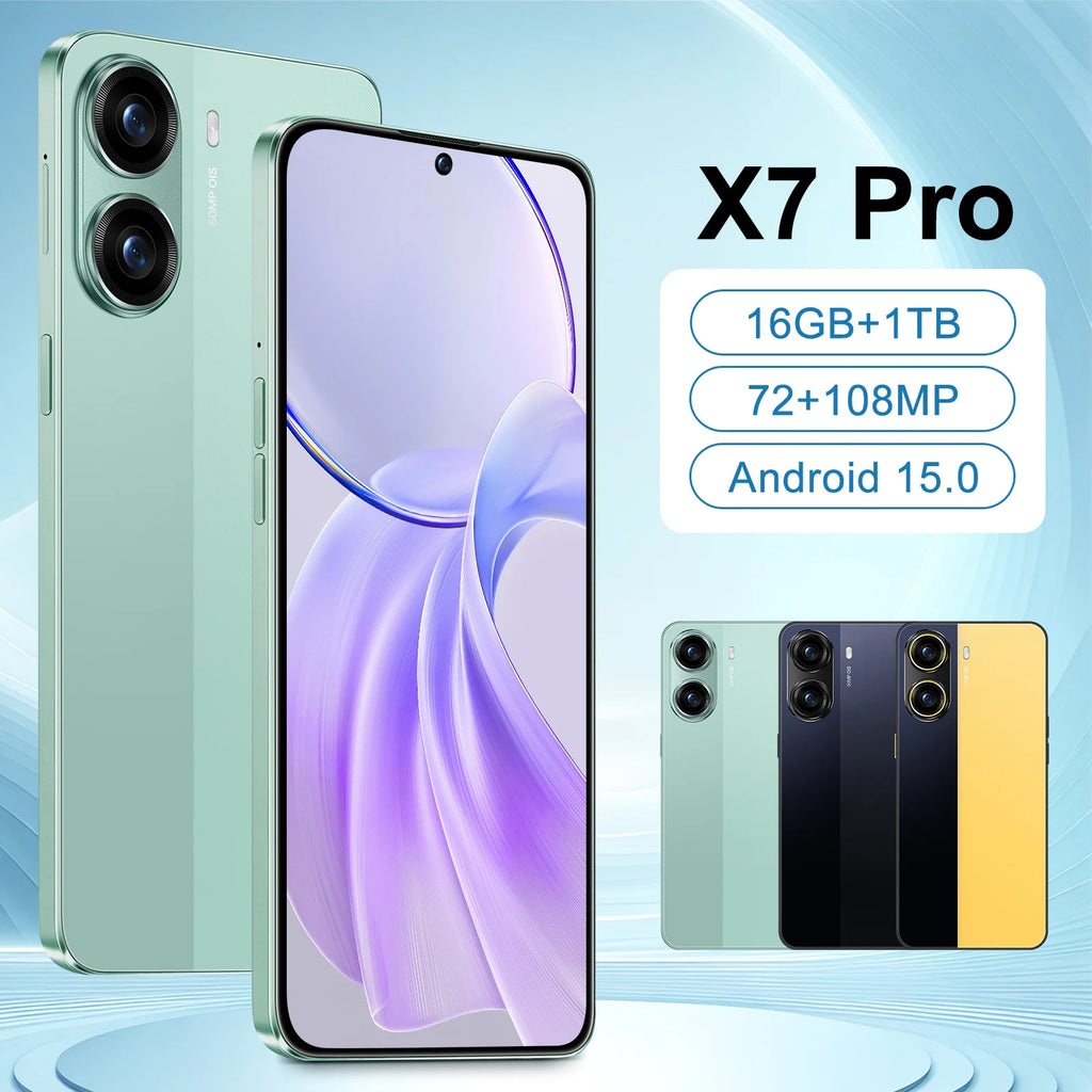 Tidesmit Mobile Phone X7 Pro 5G with massive 7.3 inch display and 108MP camera lens for professional photography