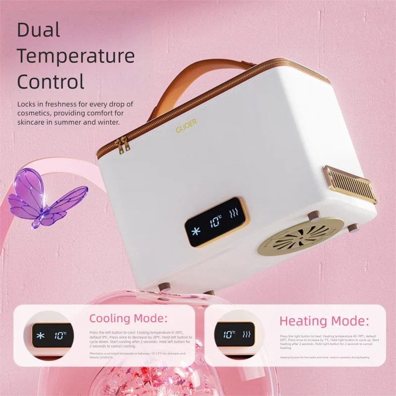 Luxury PU Leather Women's White High-end Cosmetic Bag DC Electric Portable Cooler & Warmer Hot/Cold Handbag 2025