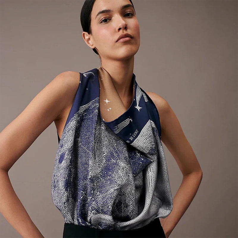 Luxurious 90*90cm Square Moonlight Pegasus Digital Printed Silk Scarf Gift for Women's Skin Friendly Elegant Fashion Accessory