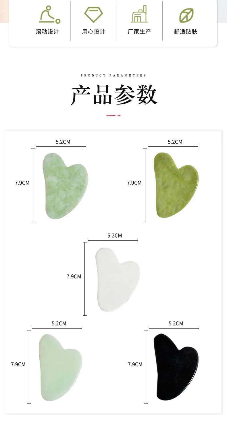 Jade Gua Sha Heart Massage Stone | Tidesmit Premium Facial Tool Back Massage Instrument Tidesmit