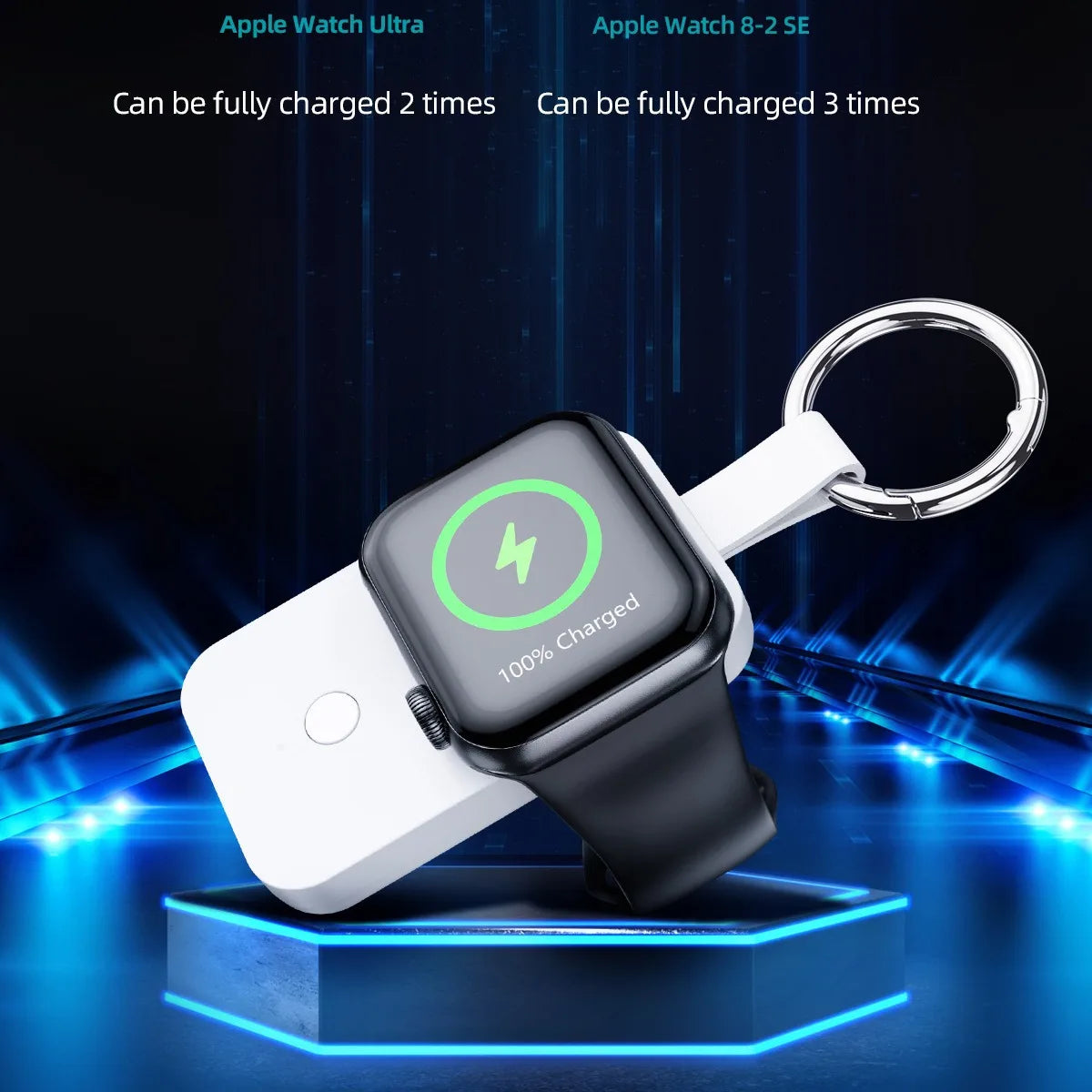 Power bank charger-KC Certified V9 Portable 1000MA Magnetic Watch Power Bank High Capacity 5W Keychain Watch Wireless Charging Power Bank Tidesmit