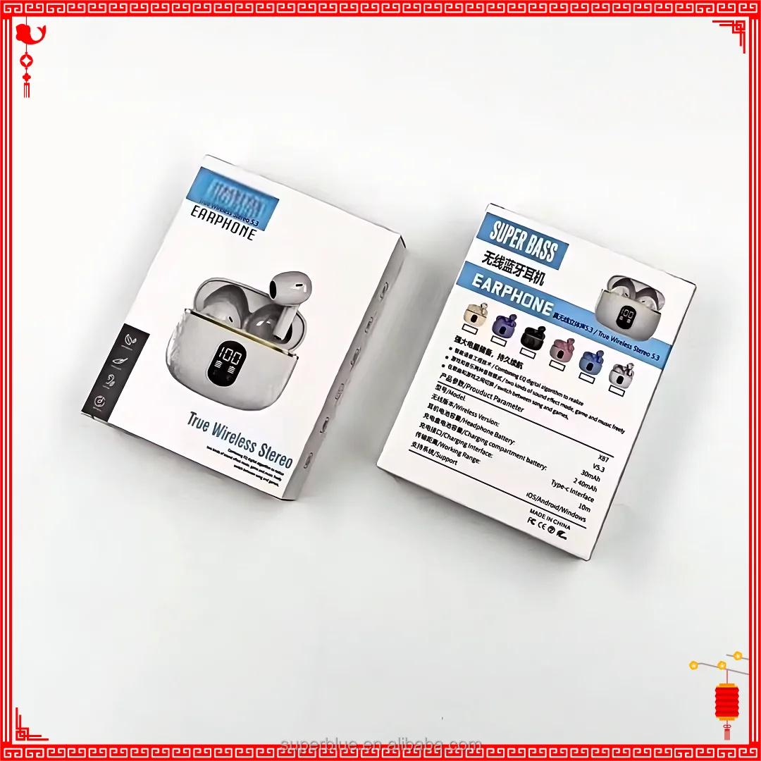 JL Chipset Over-Ear Waterproof TWS Earbuds T02 BT5.3 Wireless In-Ear Headphones for Sports & Gaming with LED Battery Indicator Tidesmit