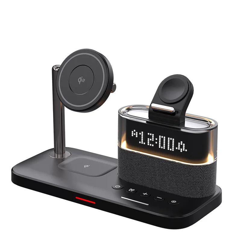 Three-In-One Wireless Charger with Magnetic Feature 15W USB Input for Apple Mobile Phones Headphones Watches Black Tidesmit