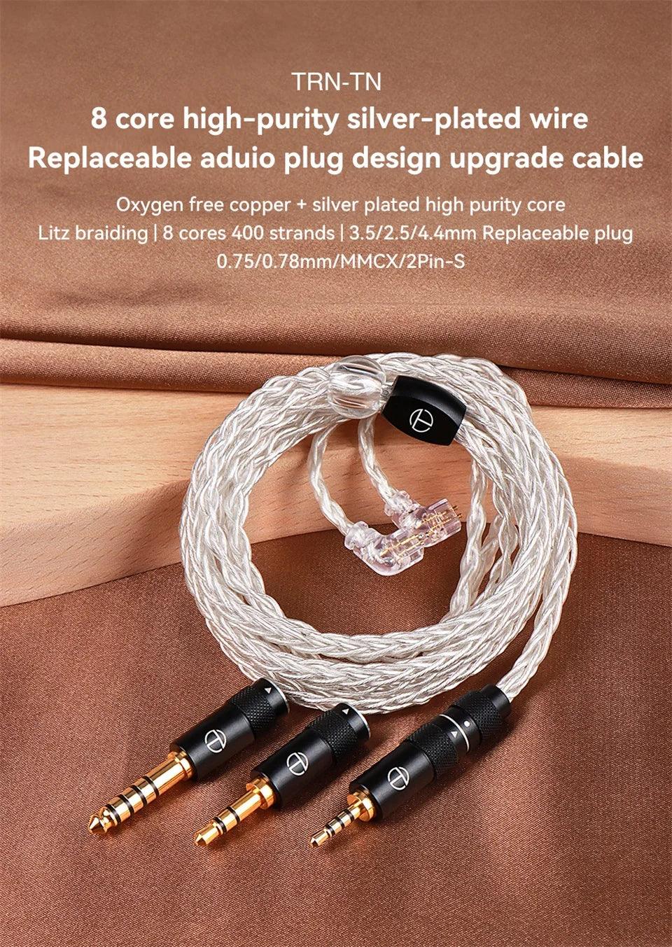 Tidesmit 8-Core OFC Silver Plated HiFi Upgrade Cable for IEMs Tidesmit