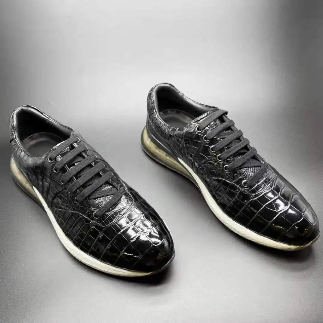 Goodyear Welt Custom Shoes Men Genuine crocodile Leather Popular Outdoor Sneakers Running alligator Skin Sports Men's Shoes