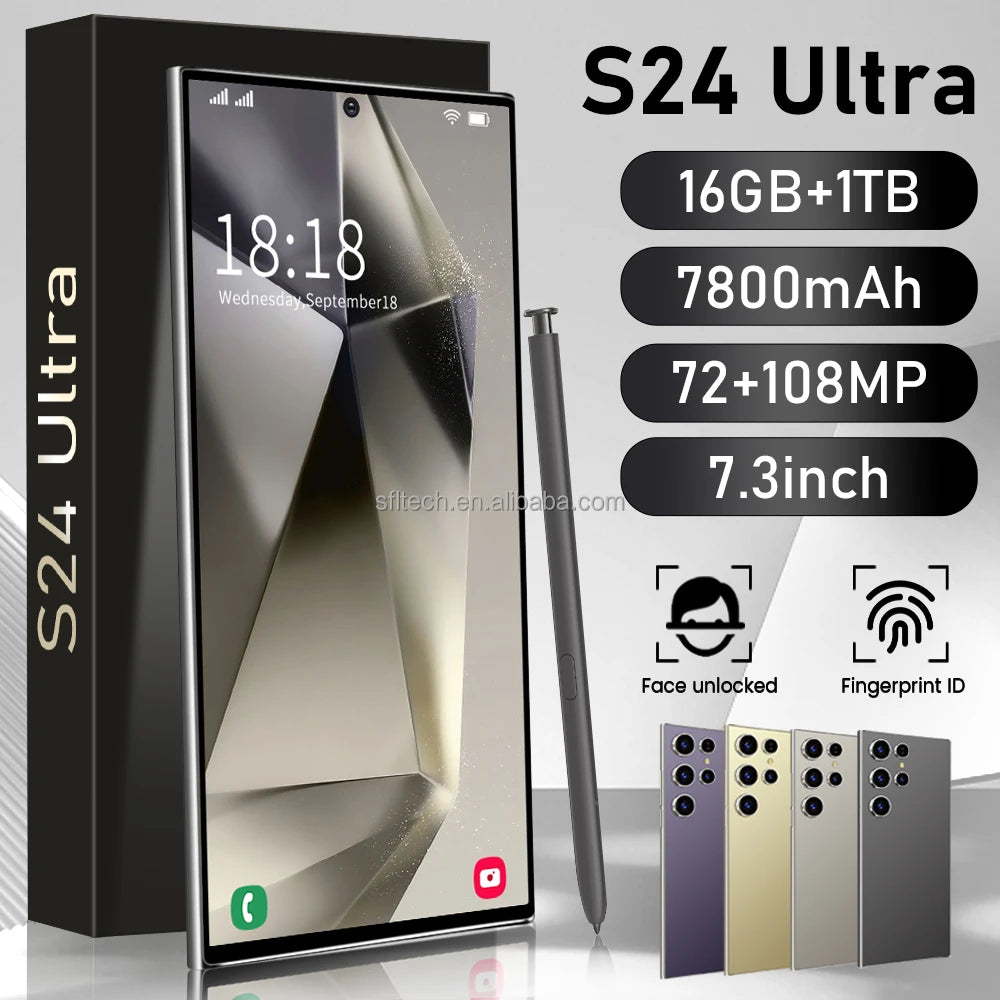 S24 ULTRA 5G Smartphone Ultimate Global Gaming Features 16GB RAM 1TB Storage 108MP Rear Camera Facial Recognition Mobile Phones Tidesmit
