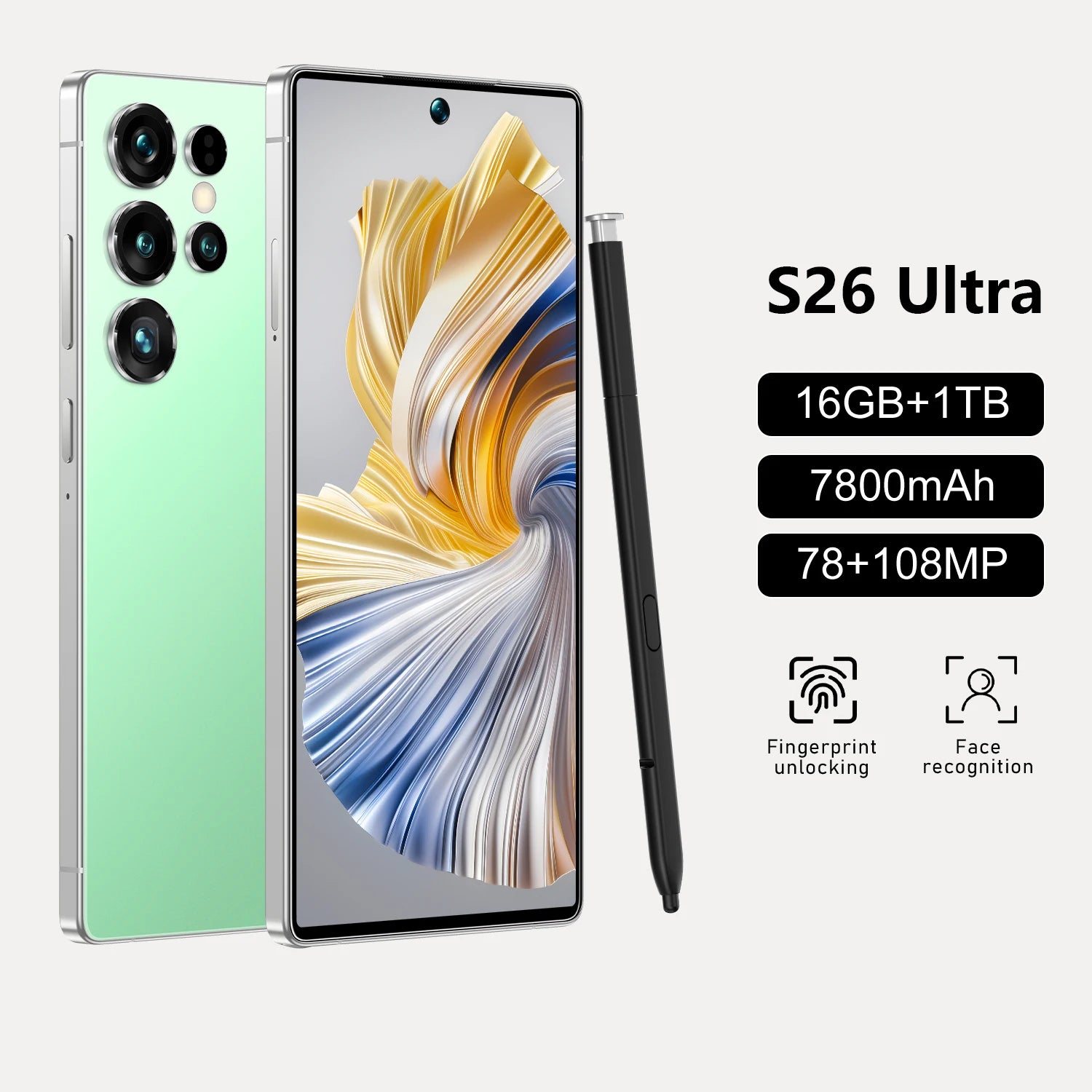 Tidesmit 5G Smartphone, 1TB Storage, 16GB RAM, 7-Inch OLED Display Green 16g 1TB Tidesmit