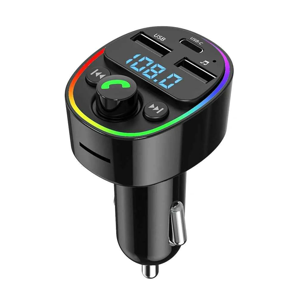 PD25W QC Dual USB c 3.1A Wireless Handsfree Audio Car Mp3 Player Car Kit Fast Charger Fm Transmitter Modulator for Car Push-button version None My Store