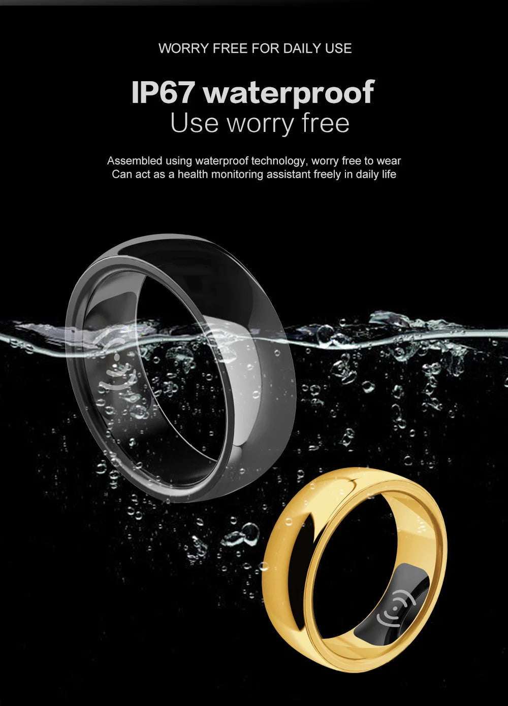 New Couple SR300 Smart Rings Intelligent Fitness Tracker Health Monitor Smart Ring for Men and Women Tidesmit