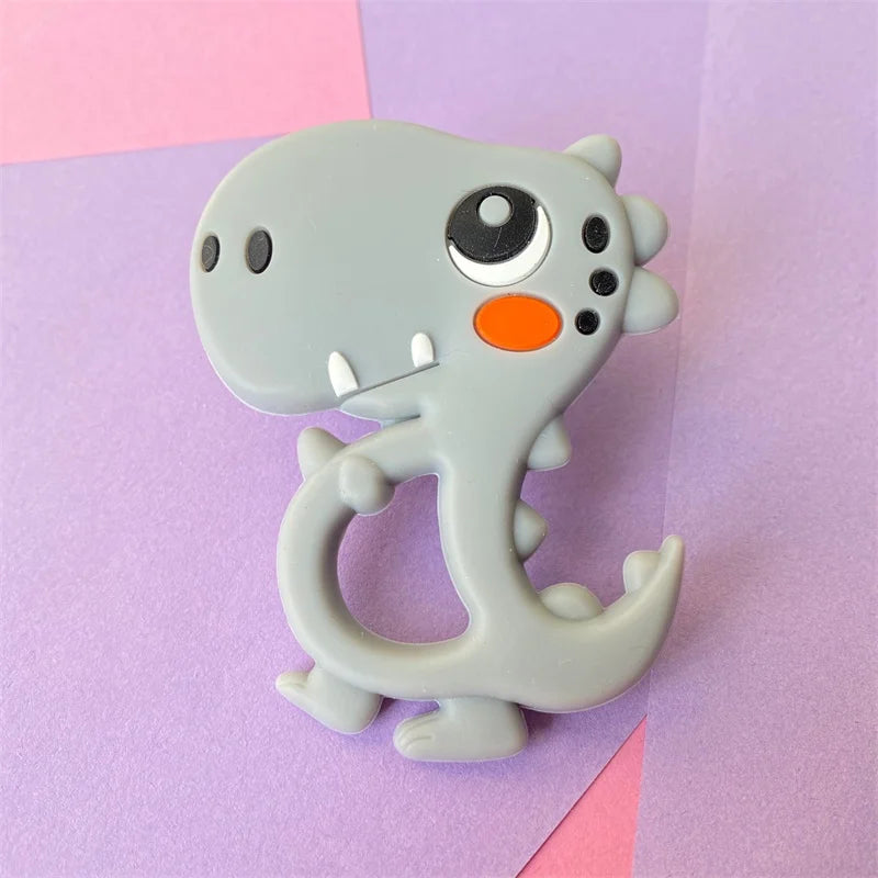 1pcs Teether Animal Silicone Baby Teething Toy Rodent Food Grade BPA Free Cartoon Dinosaur Pendant Nursing Necklace