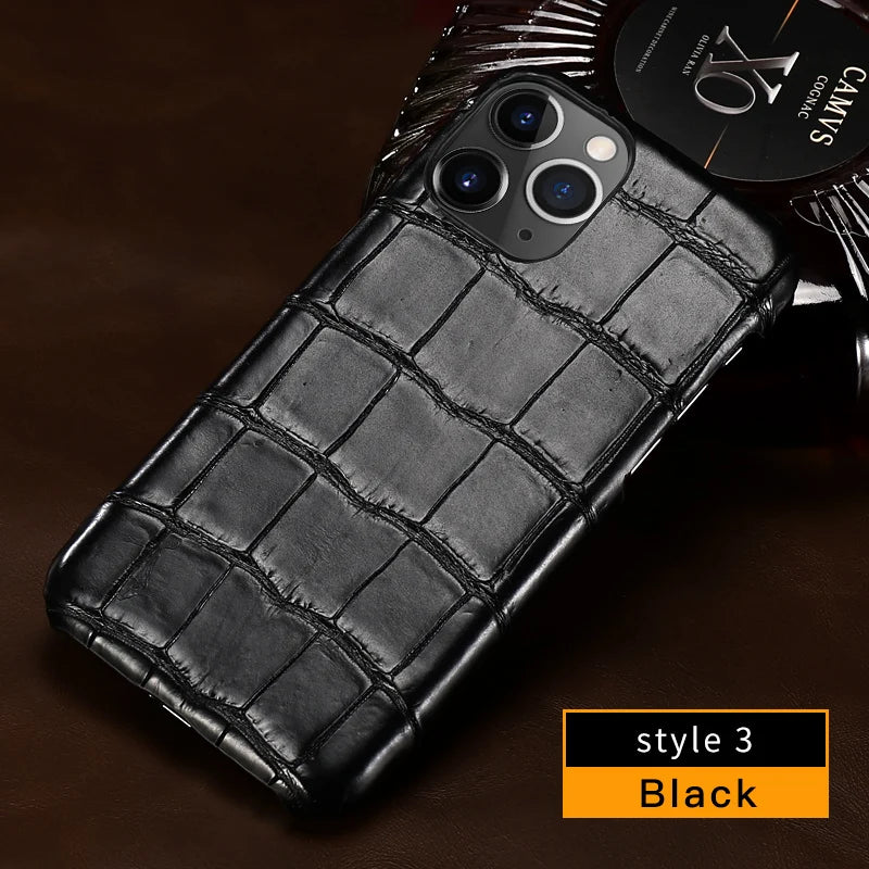 Crocodile Leather iPhone Case: Military-Grade Shock Protection black 3 Tidesmit