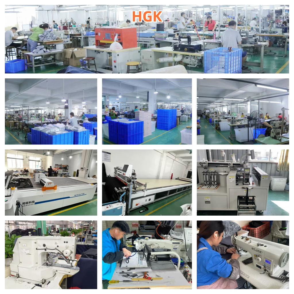 The provided image shows a garment factory floor, not a handbag. Please upload the correct product image.
