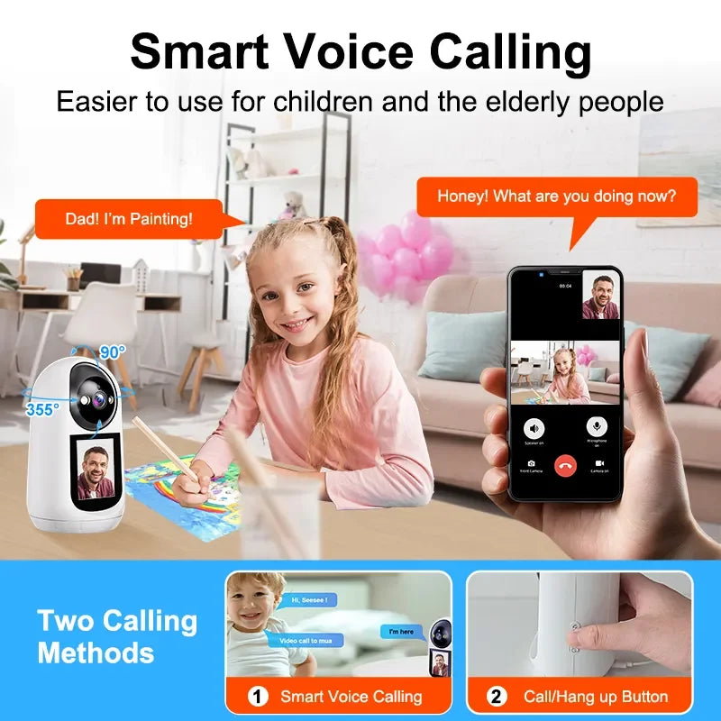 Tuya Two-Way Video Calling Camera with 2.8 Inch HD Screen 1080P Indoor Home Security Camera Indoor Home Baby Monitor Camera Tidesmit