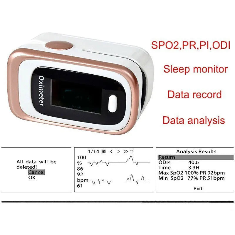 Digital Finger Pulse Fingertip Oled Portable Oximeter SPO2 PR PI 8 hours sleep monitor Blood Oxygen Oximetro De Dedo with case