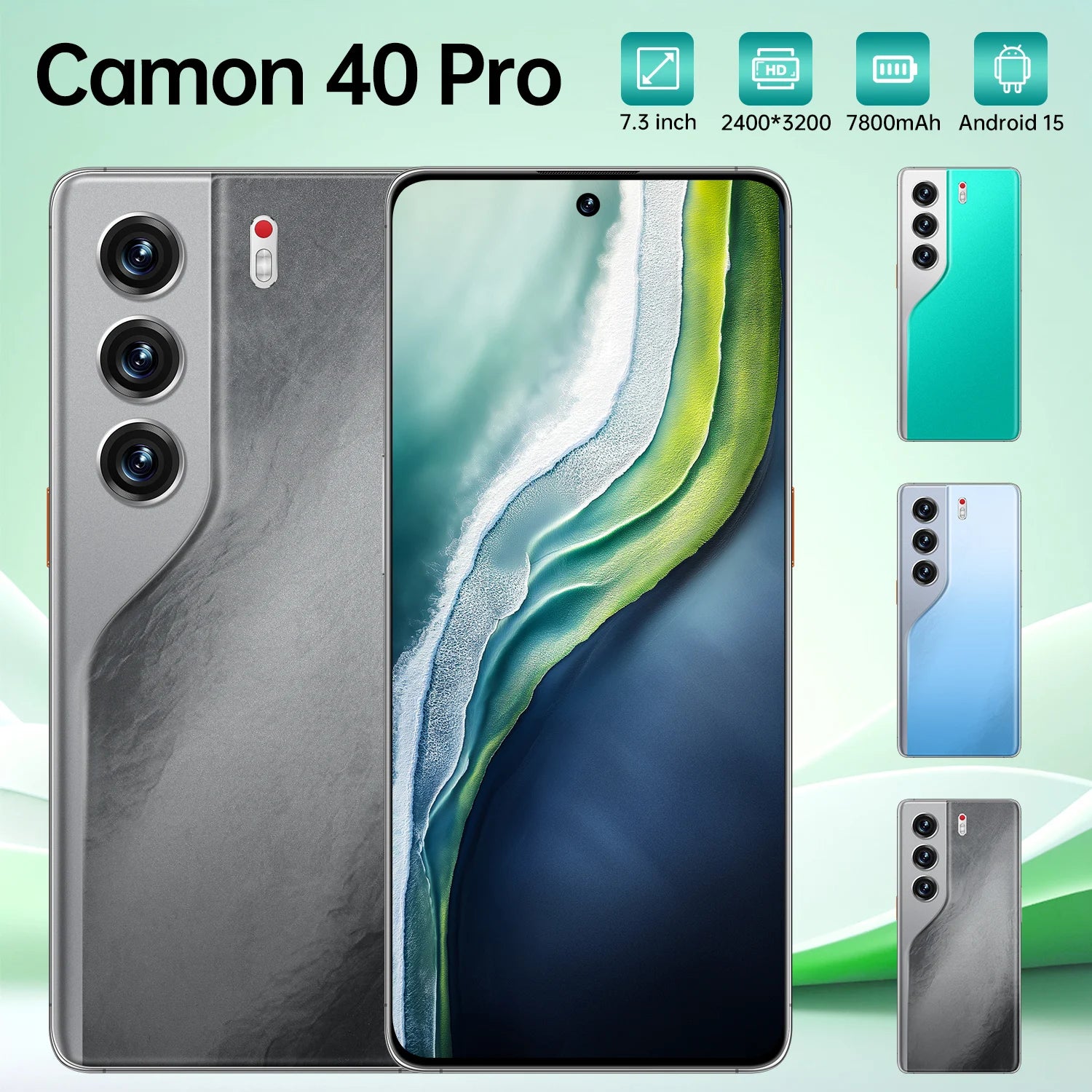 Camon 40 Pro 5G smartphone showing sleek design with 16GB RAM and 1TB storage, fourth gallery image
