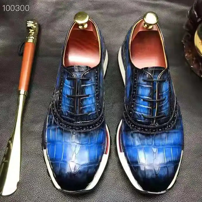 High Quality Elegant Men Shoes Sneakers Luxury Genuine Crocodile Leather Men Walking Shoes Goodyear Custom Business Mens Shoes