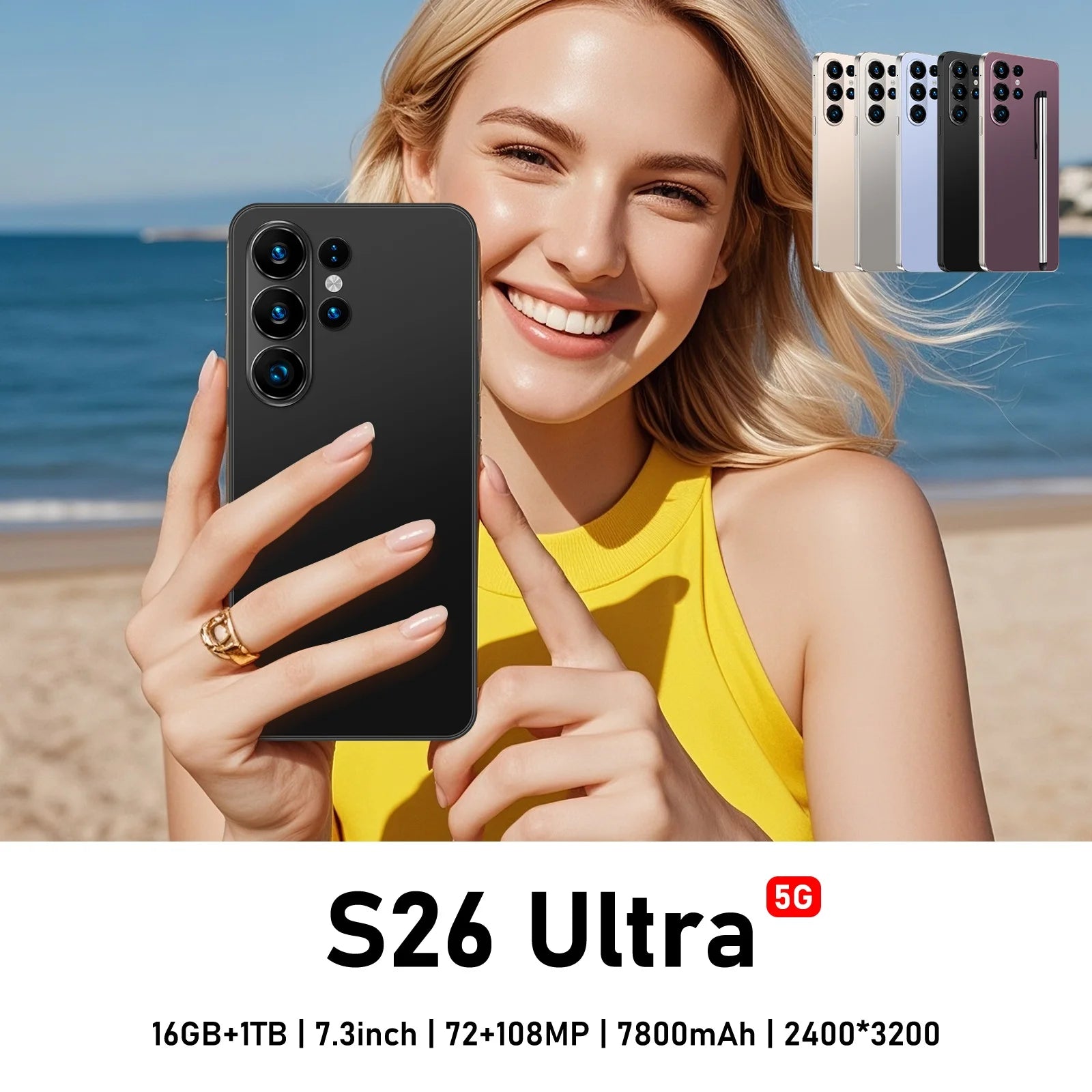 S26 Ultra 5G Smartphone 1TB 16GB RAM 7.3 Inch Display Tidesmit