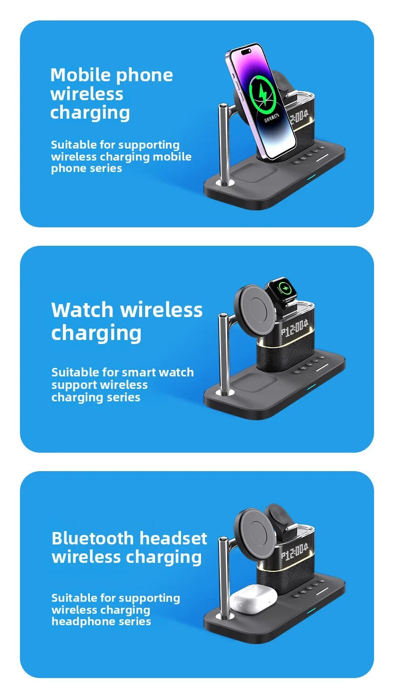 Three-In-One Wireless Charger with Magnetic Feature 15W USB Input for Apple Mobile Phones Headphones Watches Tidesmit