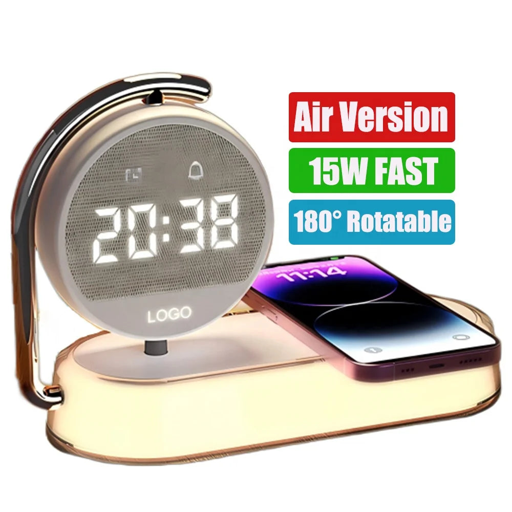 Air Version Desk Lamp Fast Charging Alarm Clock Night Lights 3 in 1 Wireless Charger Tidesmit