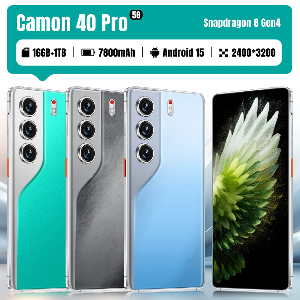 Global 5G Camon 40 Pro 108MP Rear Camera 16GB+1TB Dual SIM Mobile Phone with 4K Screen Resolution New Arrival 5G Smartphones Tidesmit