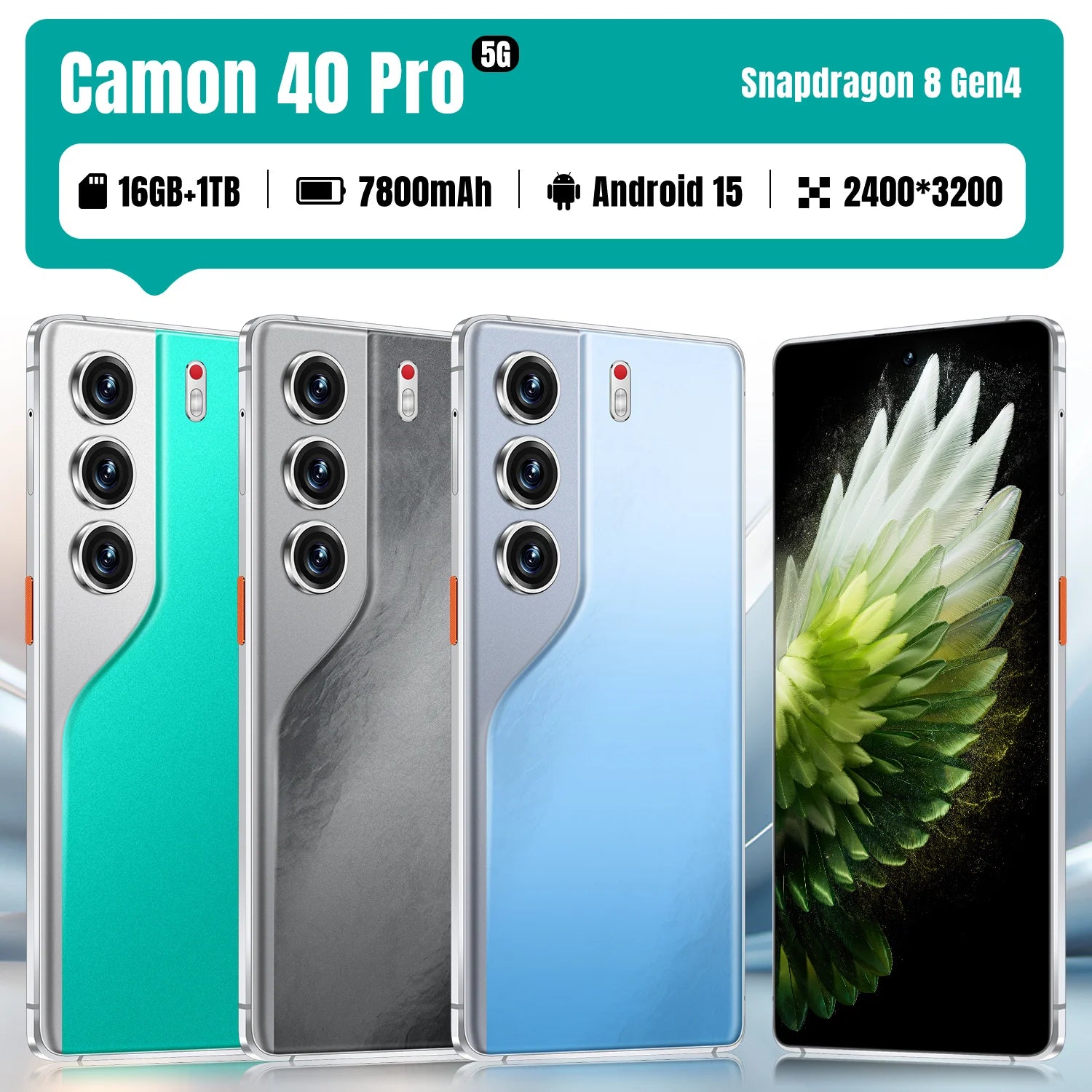 Global 5G Camon 40 Pro 108MP Rear Camera 16GB+1TB Dual SIM Mobile Phone with 4K Screen Resolution New Arrival 5G Smartphones Tidesmit